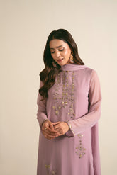 3 Piece  Chiffon Embroidered Suit (FL0017)
